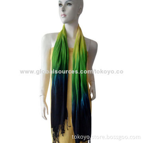Viscose scarf with ombre effect, made of viscose and modal, silkscreen printing or hand painting